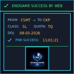 EndGame Tatkal Software booking result